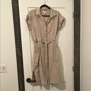 Joe Fresh Beige Button-Up Midi Dress